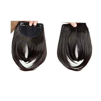 Afbeelding van franjes met clip, haarverlenging, synthetisch, glad, dik, donkerbruin