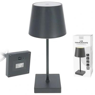 Afbeelding van Cepewa Led tafellamp antraciet 17 leds 8,5 x 26 cm ABS PS touch functie op batterijen warm wit 3 helderheidsniveaus 25 lumen (1 met batterij)
