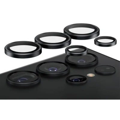 Image de Verre Trempé Samsung Galaxy S24 Ultra: PanzerGlass Camera Protector Hoop Optic Rings Bordures noires
