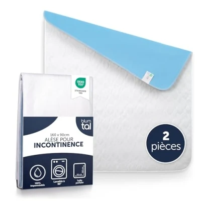Afbeelding van Blumtal® alèse d&#039;incontinence lavable 160x90 cm De lit pour bébés certifiée OEKO TEX blanche imperméable (Lot 2)