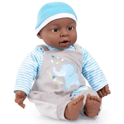 Image de Bayer Design 94001AH Poupon Bébé, Poupée Interactive Baby, garçon, 12 sons de bébés, avec des bouclettes, corps doux, Afro américaine