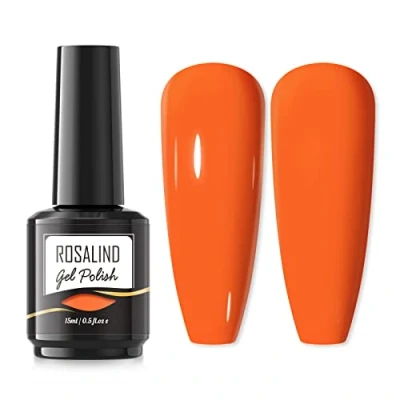 Afbeelding van ROSALIND Orange Color nagellak, semi permanent, 15 ml, soak off gel voor uv, led, oranje kleur, uv gel, 1 stuk