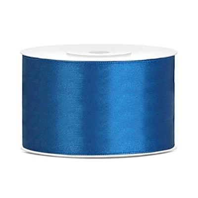 Afbeelding van Satijnlint, polyester, strik en geschenkverpakking, 6/12/25/38/50/100 mm x 25 m (maat 38 m, kleur: blauw)