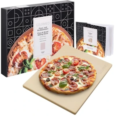 Afbeelding van GOURMEO brood bak en pizzasteen cordieriet 30 x 38 cm Pizza steen voor oven grill or bbq Hittebestendige pizzaplaat Eenvoudige reiniging