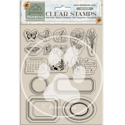 Afbeelding van Stamperia Create Happiness Secret Diary Clear Stamps Labels (WTK192)