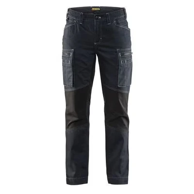 Image de Pantalon services stretch femme marine/noir, lavage industriel