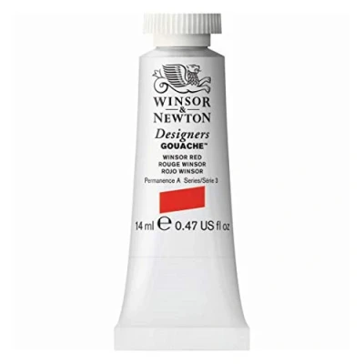 Afbeelding van Winsor &amp; Newton Designers Gouache verf voor tekening, illustratie, design aquarel ondoorzichtig, tube van 14 ml, kleur winsorrood