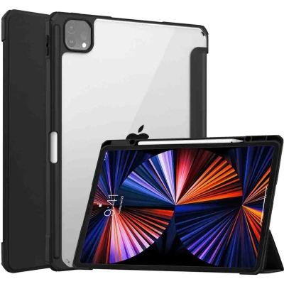 Afbeelding van iMoshion Tablet Hoes Geschikt voor iPad Pro 12.9 (2022) / (2018) (2020) (2021) Trifold Hardcase Bookcase Zwart