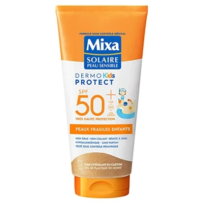 Afbeelding van Mixa Zonne gevoelige huid, zonneverzorgingsmelk, zeer hoge bescherming, SPF50+ UVA, lange UVB, kinderhuid, waterbestendig, zandbestendig, hypoallergeen, geurloos, 175 ml