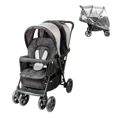 Afbeelding van BAMBISOL Dubbele Kinderwagen Volledig uitgerust Inclusief regenhoes Eenvoudig opvouwbaar