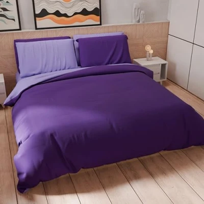 Afbeelding van PETTI Artigiani Italiani Eenpersoons beddengoed 160 x 200 cm (1 kussensloop 50 80 inclusief), zachte microvezel lila paars