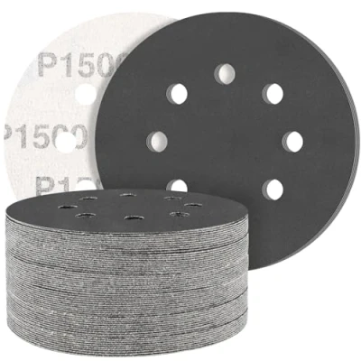 Afbeelding van Schuurschijven van 125 mm, korrel 1500, schuurpapier, 50 stuks, 8 gaten, ideaal voor slijpen/polijsten/verwijderen