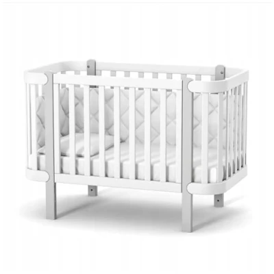 Afbeelding van Veres Monaco Lit bébé/lit à barreaux (120 x 60 cm) Collection Premium Luxe, sûr et multifonctionnel (Blanc Gris)
