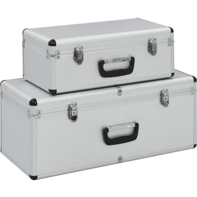 Afbeelding van Opbergkoffers 2 st aluminium zilverkleurig