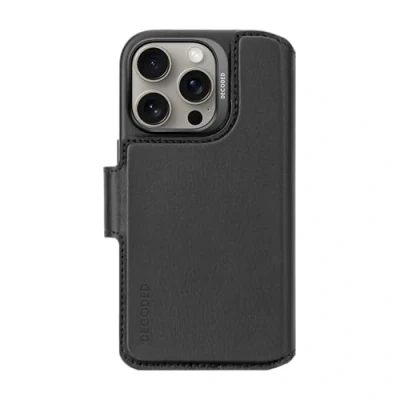 Afbeelding van DECODED Leren Detachable Wallet Case voor iPhone 16 Pro 2 in 1 Magnetisch Afneembaar Hoesje met Pasjeshouder Premium ECCO Leer Geschikt MagSafe Zwart