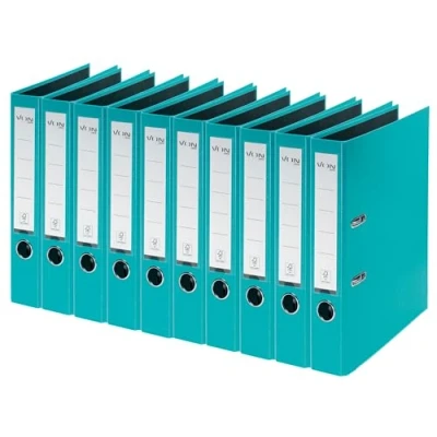 Afbeelding van VON Leitz 10560052 10 stuks A4 ordners, karton met kunststof omslag, 50 mm rug, voor 350 vellen, engelblauw en FSC gecertificeerd, school, studie thuis, turquoise,
