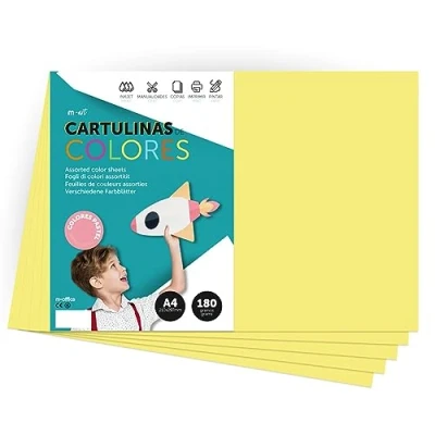 Afbeelding van carton de couleurs, A4 couleur pastel, feuilles couleurs 180 g pour travaux manuels, impression documents et designs créatifs, pastel · m office (x250, jaune)