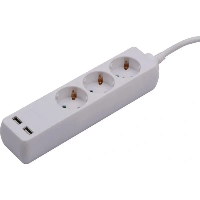 Afbeelding van V TAC VT 1124 5 3 voudige stekkerdoos USB IP20 Wit m kabel