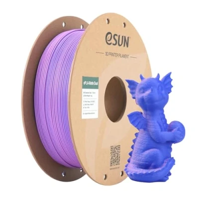 Afbeelding van eSUN mat dubbel gekleurd filament, PLA filament 1,75 mm, kleur zonder glans, matte textuur, 1 kg spoel (2,2 lbs) 3D printerfilament voor printers (paarsblauw, kg)