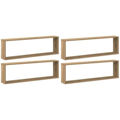 Afbeelding van vidaXL Wandschappen kubus 4st 100x15x30cm bewerkt hout artisanaaleiken