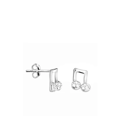 Afbeelding van SOFIA MILANI Oorbellen voor dames van 925 zilver met zirkoniastenen oorstekers in achtste muzieknoot, papier, zilver, Zirkonia