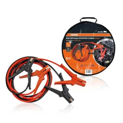 Image de OSRAM STARTER CABLE 300A, Câbles de démarrage pour moteurs à essence et diesel, 6/12V, OSC160, Câble pontage des ≤3,5L, aluminium recouvert cuivre, 3m