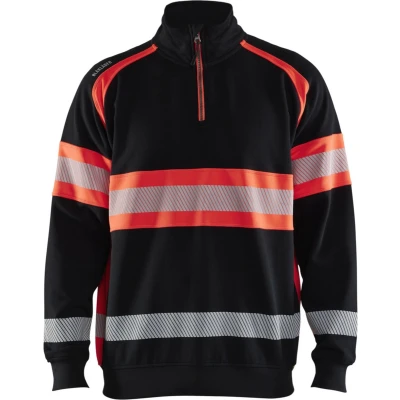 Afbeelding van Blaklader 3553 1158 High Vis Sweater Zwart/High Rood S