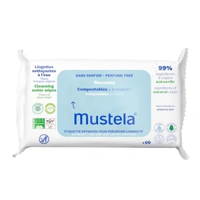 Image de Mustela Lingettes Nettoyantes Eau S/parfum 60