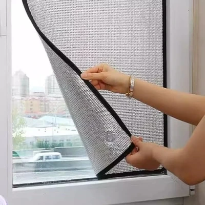 Afbeelding van Warmtereflecterende raamfolie, 8 mm aluminiumfolie, raamstickers met warmte isolatie, verduisteringsfolie zuignappen, 40 x 100 cm