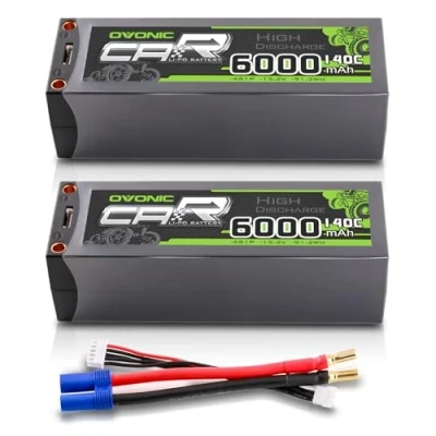 Afbeelding van OVONIC LiPo 4S accu 140C 6000mAh 14,8V met EC5 stekker voor radiografisch bestuurbare auto, Monster Truck Crawler RC Hobby (2 stuks)