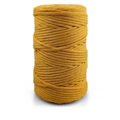 Afbeelding van Netuno 1 x macramégaren honinggeel 5 mm 100 m katoengaren voor doe het zelf katoenen touw macramé garen koord breien decoratie haak handwerk