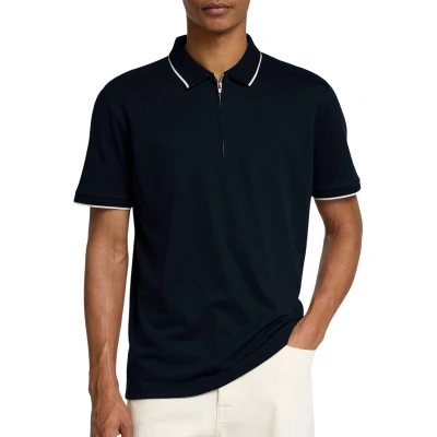 Afbeelding van Selected Homme Slhfave ZIP SS Poloshirt, Heren, Maat: XL, Sky captain
