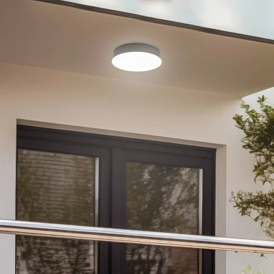 Afbeelding van Lindby LED plafondlamp 1licht polycarbonaat, ABS H: 6.3 cm donkergrijs (RAL 7024, wit Inclusief lichtbron