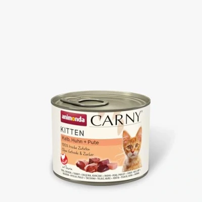 Afbeelding van 12x200g Kitten Kalf, Kip en Kalkoen animonda Carny Kattenvoer