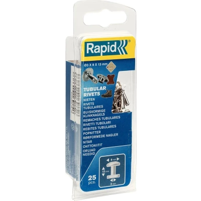 Afbeelding van Rapid Buisvormige klinknagels Ø9 x 13 mm, 25 stuks + aambeeld 5000416