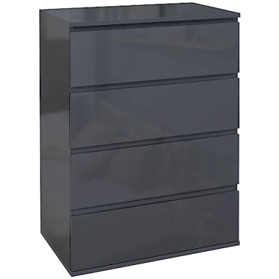 Afbeelding van HOMCOM commode met 5 laden, voor slaapkamer, schoon opbergmeubel, zacht sluitmechanisme, moderne stijl, woonkamer, slaapkamer (grijs, 55 x 33 80 cm)