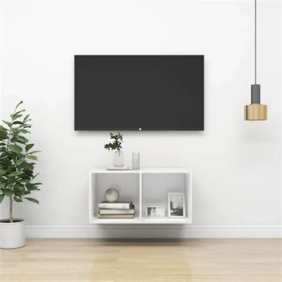 Afbeelding van vidaXL Tv wandmeubel 37x37x72 cm bewerkt hout wit