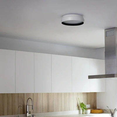Afbeelding van Plafondlamp Shoku, wit/zwart, aluminium/PMMA, Ø 35 cm
