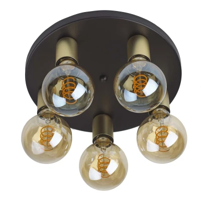 Afbeelding van Ylumen Plafondlamp Basiq 5 lichts Ø 30 cm excl. E27 zwart goud
