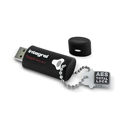 Afbeelding van Integral USB stick 64 GB Crypto 140 2 256 bit 3.0 flashdrive versleuteld, FIPS niveau 3, wachtwoordbeveiliging door ruwe kracht en waterdicht ontwerp