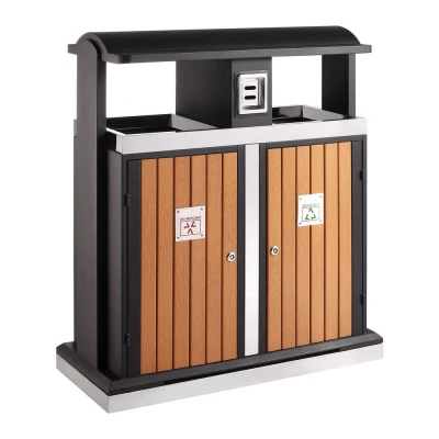 Afbeelding van Buitenafvalbak afvalscheiding 2 x 50 liter houtlook