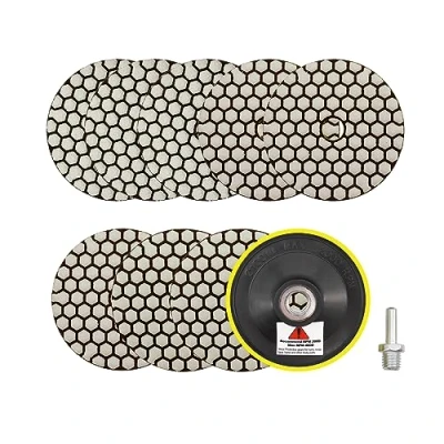Afbeelding van Diamantschijf, 100 mm, 8 stuks, korrel 50 x 3/100 3/200 2, polijstpads met M14 steunpads + adapter voor graniet, marmer, kunststeen, kwarts, haakse slijper SANLEETEK