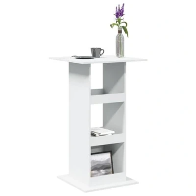 Image de vidaXL Table de bar avec rangement blanc 60x60x102cm bois d’ingénierie854328