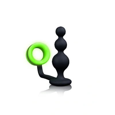 Afbeelding van Buttplug Beads met cockring Neon Groen/Zwart