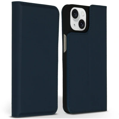 Afbeelding van Accezz Hoesje Geschikt voor iPhone 15 Met Pasjeshouder Premium Leather Slim Bookcase Blauw