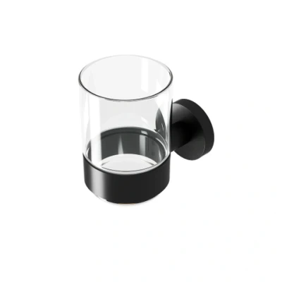 Afbeelding van Geesa nemox black collection glashouder met glas wandmodel