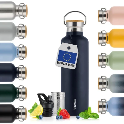Afbeelding van Blumtal Thermosfles 1000 ml Dubbelwandige Drinkfles BPA Vrij Theefles Thermos Donkerblauw
