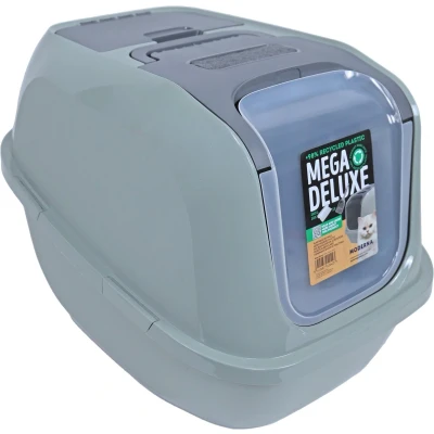 Afbeelding van Moderna Kattenbak Kat Gesloten Kattentoilet Mega Deluxe Recycled 66x49x46cm Olijfgroen 1st