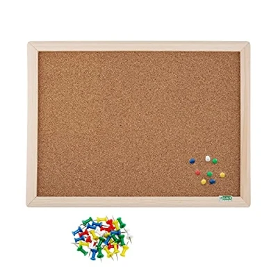 Afbeelding van D.RECT 35 stuks kurkpunaises met houten frame en kleurrijke punaises, 30 x 40 cm, naturel