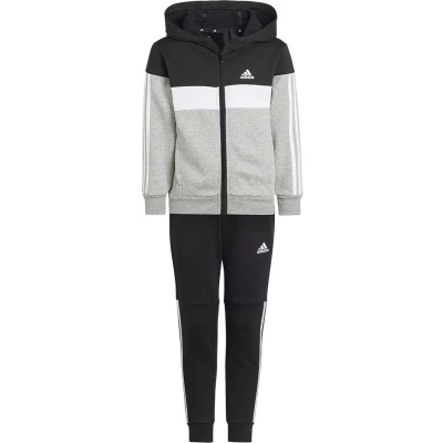 Afbeelding van adidas Tiberio 3 Stripes Colorblock Fleece Track Suit Kids, zwart/wit/medium grijs heather, 4 jaar